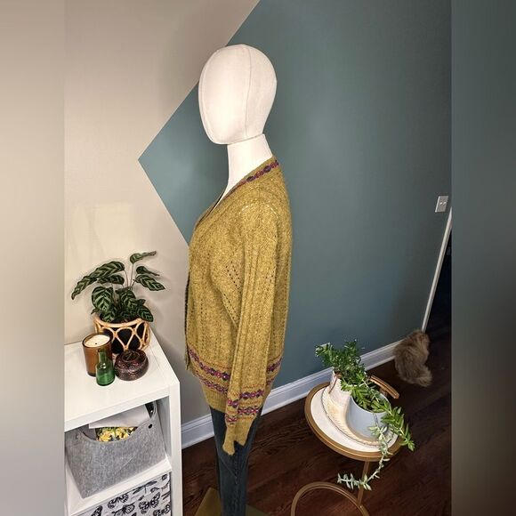Vintage Episode Alpaca Wool Blend Cardigan Fair Isle Knit Cottagecore/Boho Sz M - Picture 2 of 10